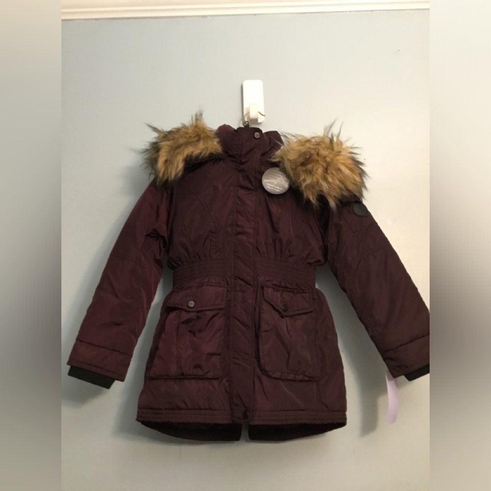 Madden Girl Kids' Dark Puffer Jacket with Faux Fur